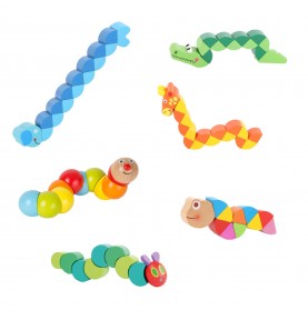 Wooden Flexible Grasping Rattle - Articulated Toy - Montessori Educational Toy