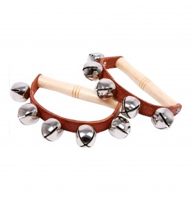 Wooden Baby Jingle Bell Rattle Bracelet - Detailed view - Montessori toy
