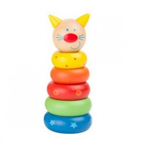 Colourful Wooden Animal Stacking Ring Tower - Detailed view - Montessori toy