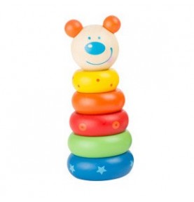 Colourful Wooden Animal Stacking Ring Tower - Overview of Montessori learning set