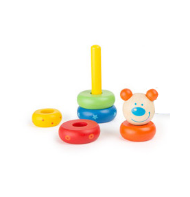 Colourful Wooden Animal Stacking Ring Tower - Product in use view 6