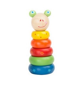 Colourful Wooden Animal Stacking Ring Tower - Sensory learning and motor skills details
