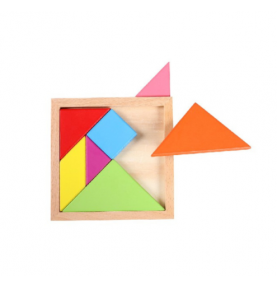 Wooden Tangram Puzzle - 7 Geometric Pieces with Guide - Sensory learning and motor skills details