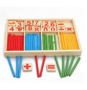 Wooden Arithmetic Box with Counting Sticks & Number Tiles - Product in use view 6