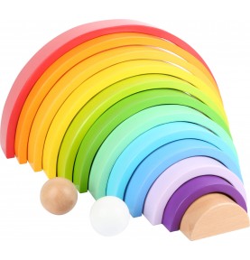 Giant Montessori Wooden Rainbow Stacker XXL with 2 Balls - Educational Learning Toy