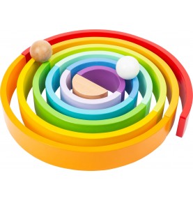 Giant Montessori Wooden Rainbow Stacker XXL with 2 Balls - Overview of educational learning set