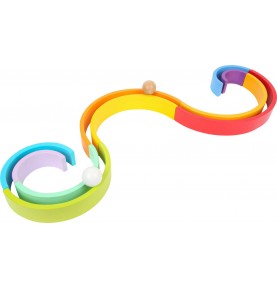 Giant Montessori Wooden Rainbow Stacker XXL with 2 Balls - Sensory learning and motor skills details