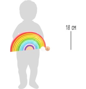 Giant Montessori Wooden Rainbow Stacker XXL with 2 Balls - Close-up details of natural materials