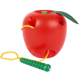 Wooden Apple Threading Toy - Caterpillar Lacing Game - Montessori Educational Toy