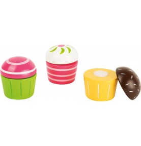 Wooden Sliceable Cupcakes Set of 3 with Knife - Montessori Educational Toy
