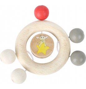 Natural Wooden Teething Ring with Sensory Beads - Close-up details of natural materials