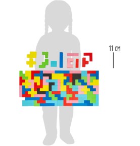 Wooden Geometric Tetris Grid Puzzle - 40 Brain Teaser Blocks - Close-up details of natural materials