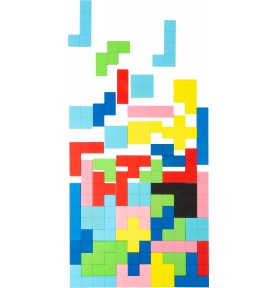 Wooden Geometric Tetris Grid Puzzle - 40 Brain Teaser Blocks - Sensory learning and motor skills details