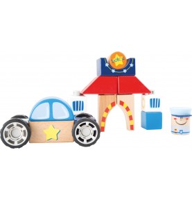 Wooden Police Station & Car Construction Playset - Montessori Educational Toy