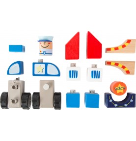 Wooden Police Station & Car Construction Playset - Sensory learning and motor skills details