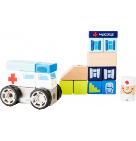 Wooden Ambulance & Hospital Construction Playset - Overview of Montessori learning set