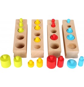Montessori Cylinder Volume & Weight Blocks - 4 Bases Set - Wooden Educational Toy