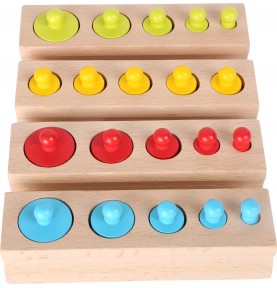 Montessori Cylinder Volume & Weight Blocks - 4 Bases Set - Overview of educational learning set