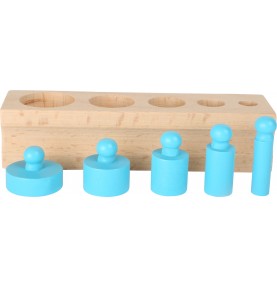 Montessori Cylinder Volume & Weight Blocks - 4 Bases Set - Product in use view 6