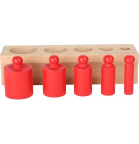 Montessori Cylinder Volume & Weight Blocks - 4 Bases Set - Close-up details of natural materials