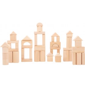 Wooden Building Blocks Set with Linen Storage Bag - Montessori Educational Toy