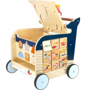 Deluxe Ocean Wooden Baby Walker & Activity Cart - Overview of Montessori learning set