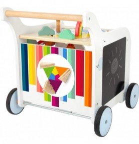 Deluxe Rainbow Wooden Baby Walker & Activity Cart - Sensory learning and motor skills details