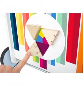 Deluxe Rainbow Wooden Baby Walker & Activity Cart - Close-up details of natural materials