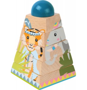 Wooden Jungle Animal Stacking Pyramid - Montessori Educational Toy