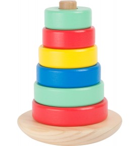 Wooden Stacking Ring Pyramid - Pastel Nesting Tower - Montessori Educational Toy