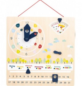 Wooden Learning Calendar & Teaching Clock Board - Montessori Educational Toy