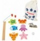 Magnetic Wooden Fishing Game with 2 Rods & Dice