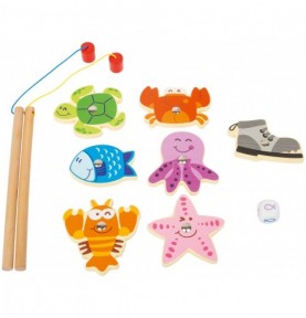 Magnetic Wooden Fishing Game with 2 Rods & Dice - Sensory learning and motor skills details