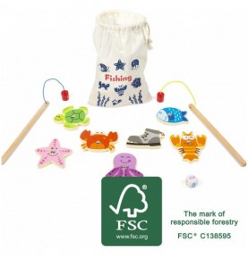 Magnetic Wooden Fishing Game with 2 Rods & Dice - Product in use view 6