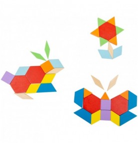 52-Piece Wooden Tangram Set in Metal Travel Box - Overview of Montessori learning set