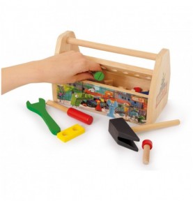 2-in-1 Wooden Tool Box & Mini Workbench Set - View 3