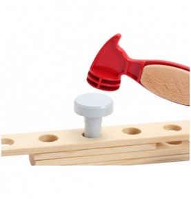 2-in-1 Wooden Workbench & Drawing Desk Playset - Close-up details of natural materials