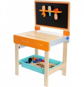 2-in-1 Wooden Workbench & Drawing Desk Playset - Product in use view 6