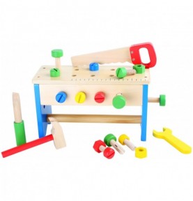 2-in-1 Wooden Toolbox & Mini Workbench Playset - Montessori Educational Toy
