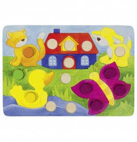 Wooden Colour Matching Lotto Game - 4 Boards - Close-up details of natural materials