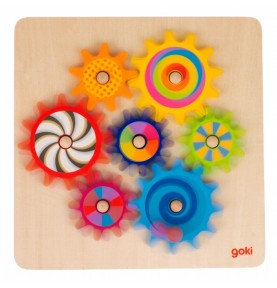 Wooden Interlocking Spinning Gears Board - STEM Cogs Toy - Montessori Educational Toy