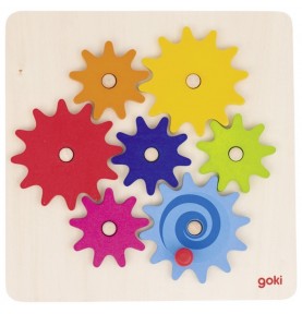 Wooden Interlocking Spinning Gears Board - STEM Cogs Toy - Overview of Montessori learning set