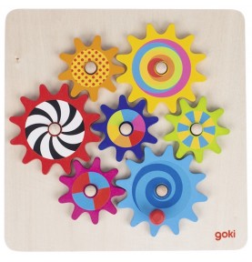 Wooden Interlocking Spinning Gears Board - STEM Cogs Toy - Sensory learning and motor skills details