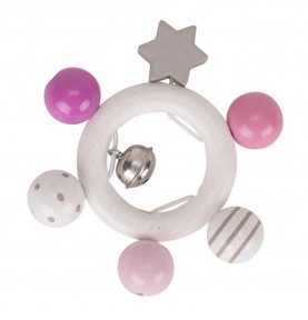 Pastel Wooden Bell Rattle & Teething Ring - Montessori Educational Toy