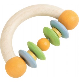Montessori Pink & White Wooden Heart Teether Rattle - View 1