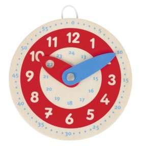 Montessori Wooden Teaching Clock - Red & Blue - Educational Learning Toy