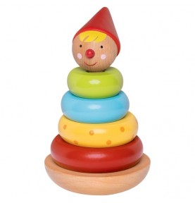 Wooden Clown Stacking Ring Tumbler Tower - Montessori Educational Toy