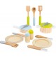Wooden Cookware & Tableware Pretend Dinner Play Set