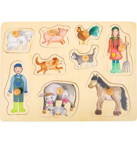 Toddler Wooden Inset Peg Puzzle - Learning Themes - Product in use view 7