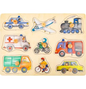 Toddler Wooden Inset Peg Puzzle - Learning Themes - Product in use view 22